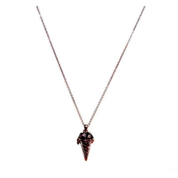 Girls Fun Chocolate Dark Ice Cream Cone Silver Necklace Dessert Sprinkle Colors - Picture 3 of 6